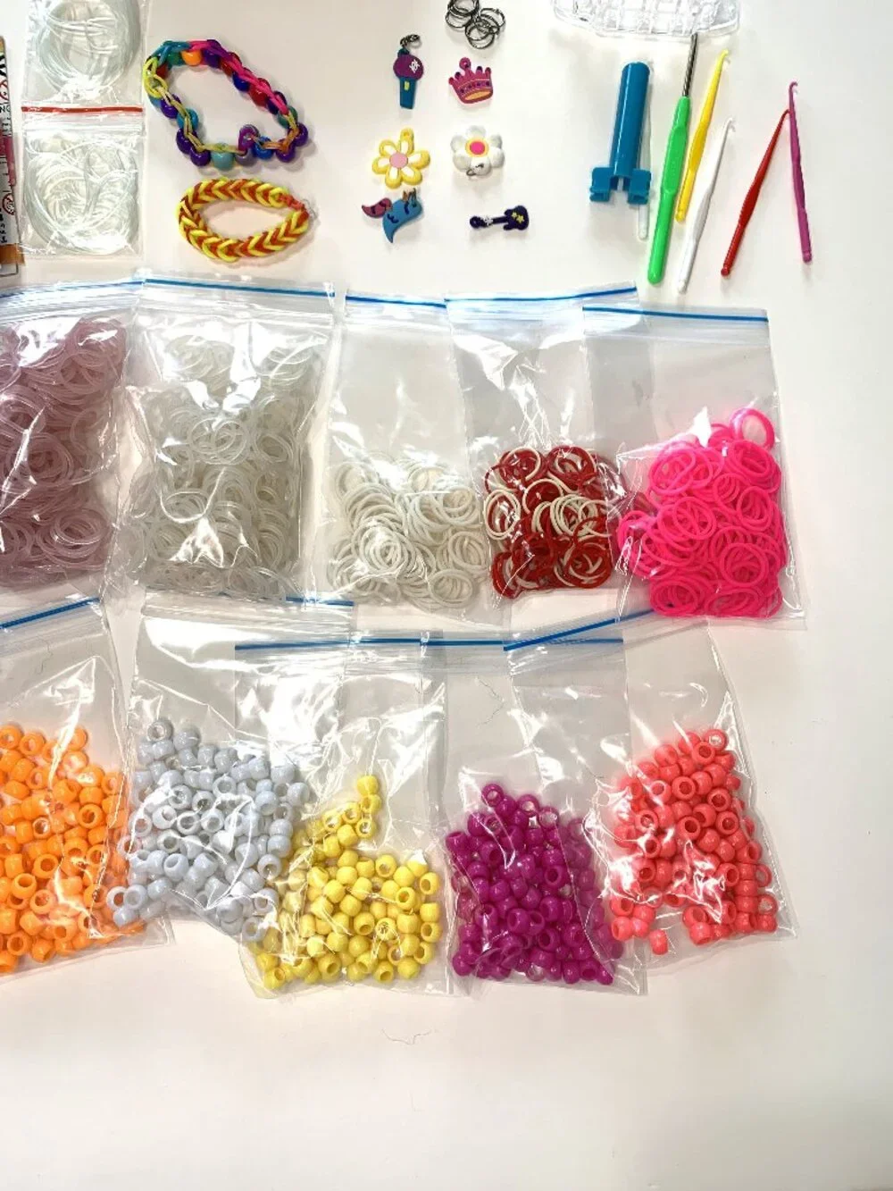 39 Piece Loom Bands Kit Beads Loom Board Charms Hooks Accessories